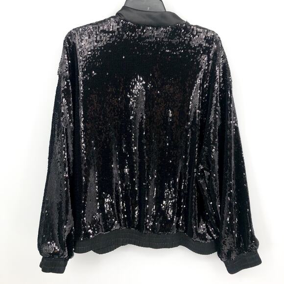 SANCTUARY Women's Sloan Sequined Bomber Jacket 1X Black Long Sleeve NWT - Picture 6 of 11